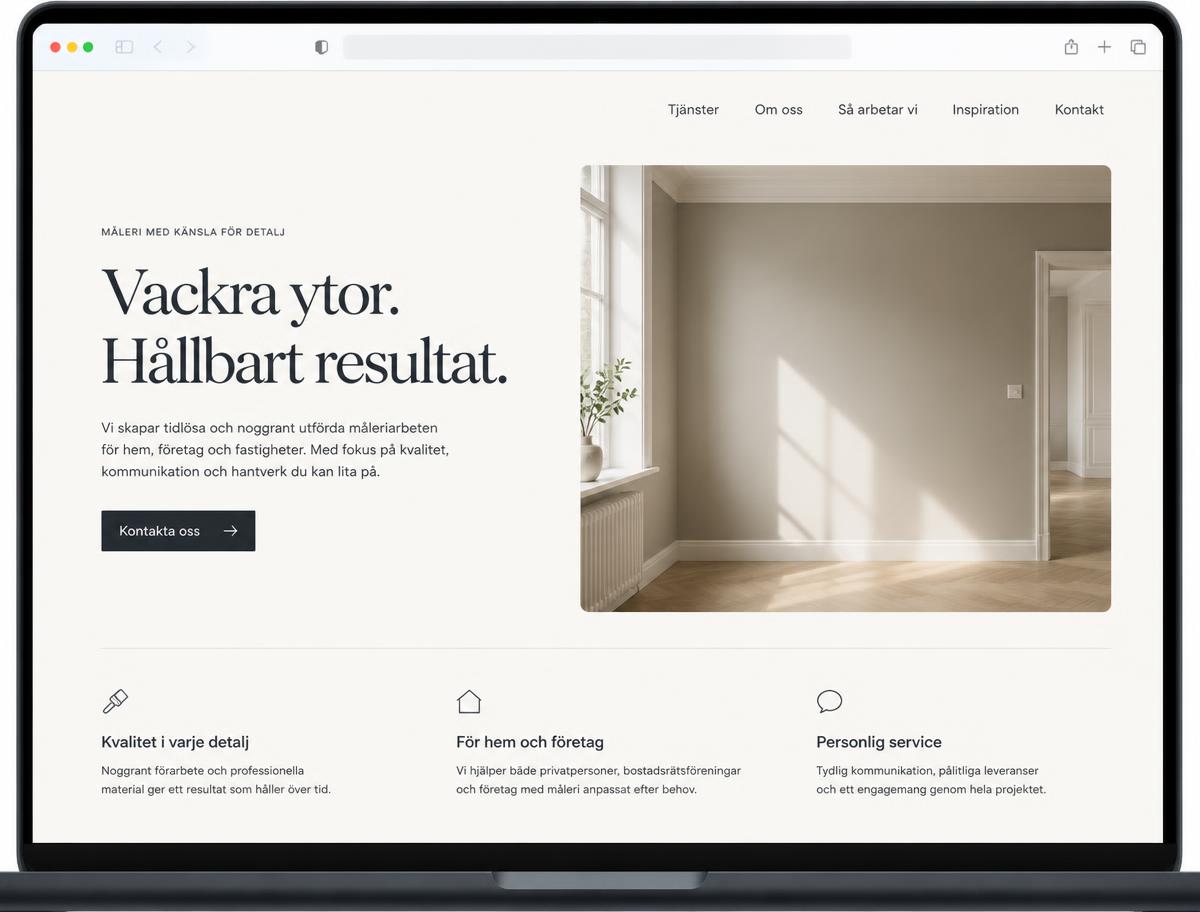 Exempel på hemsida för måleriföretag