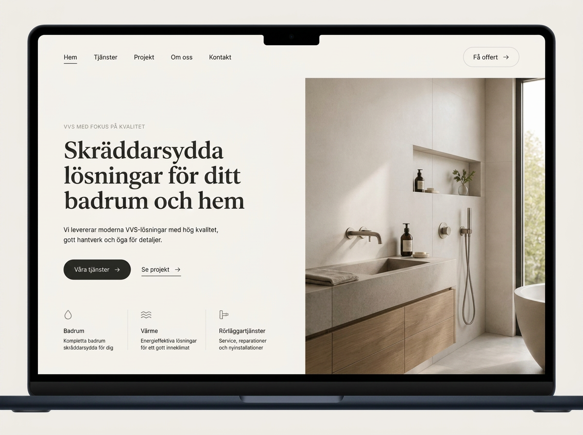 Exempel på hemsida för vvsföretag